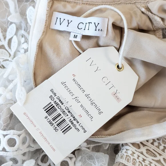 NWT Ivy City Co Sicily Dress Champagne Lining Size Medium - Picture 13 of 15